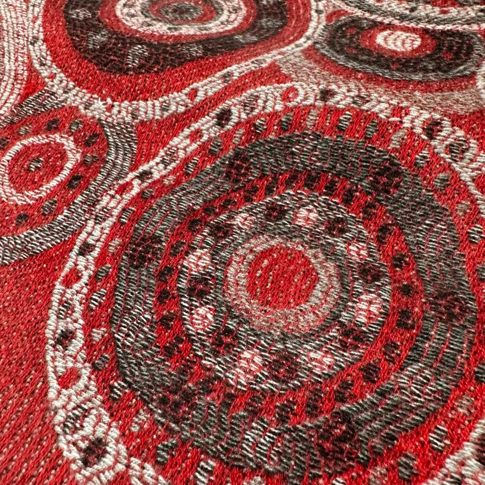 Luxury Uriah Baby Alpaca Wrap Shawl | Rich Red Pattern | Made in Peru - Picture 9 of 16